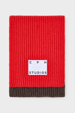 CPH SHAWL 29 wool mix red striped